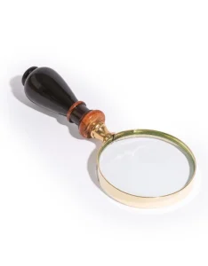 Small Brass Magnifying Glass with Black Wood Handle D: Width	6.5cm Height	14.7cm Depth	3cm