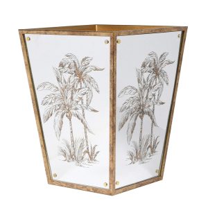 Golden Palm Tree Mirrored Waste Bin Dimensions: H:300 W:230 D:230 mm