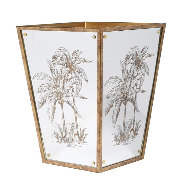 Golden Palm Tree Mirrored Waste Bin