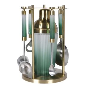 Celadon Brass Bar Caddy Dimensions: H:255 Dia:160 mm.