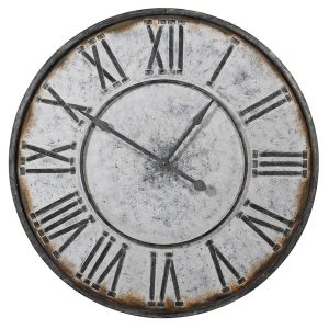 Large Galvanized Metal Roman Numerals Clock Dimensions: Dia: 980 mm.