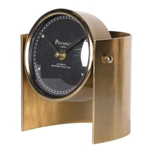 Gold Collared Table Clock Dimensions: H:180 W:150 D:120 mm.