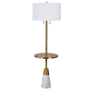 Isla Marble Base Floor Lamp with Table and Shade Dimensions: H:1600 Dia:500 mm.