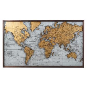 Vintage Style Gold Framed Map Dimensions: H: 630 W: 1100 mm