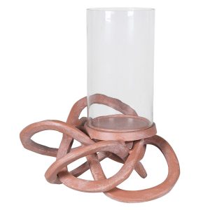 Hand Forged Terracotta Effect Knot Hurricane Dimensions: H:480 W:360 D:400 mm.