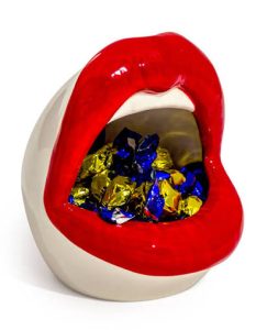 Ceramic Open-Mouthed Red Lips Storage Jar D: Width: 14cm Height:	15cm  Depth:14cm