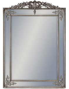 Large Silver French Mirror with Crest D: Width:134cm  Height:192cm  Depth:6cm
