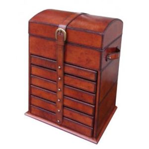 Handcrafted Tall Jewellery Box - Cognac D: 31 x 22.5 x 42