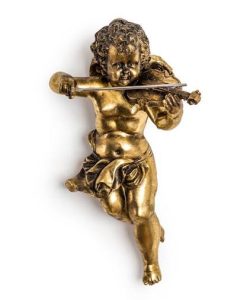 Gold Cherub Violin Wall Figure D: Width:15cm  Height	:25cm  Depth:11cm